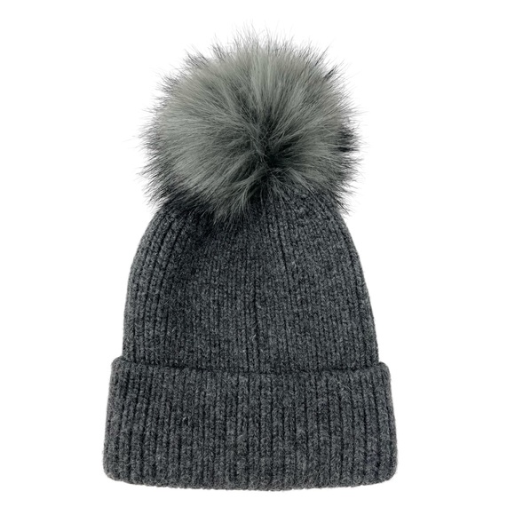 Anthropologie Norla Canada Knit Pom Pom Hat Ribbed Beanie Alpaca Wool Blend - Picture 1 of 5